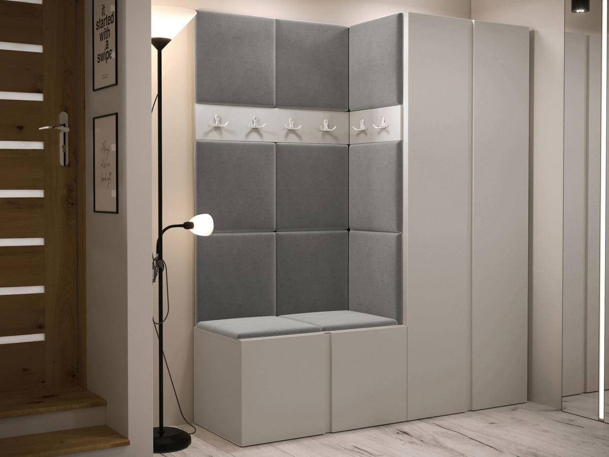 GARDEROBEN-SET Orion III - Kaschmir/Grau, Holzwerkstoff/Kunststoff (158/186/46cm) - MIRJAN24