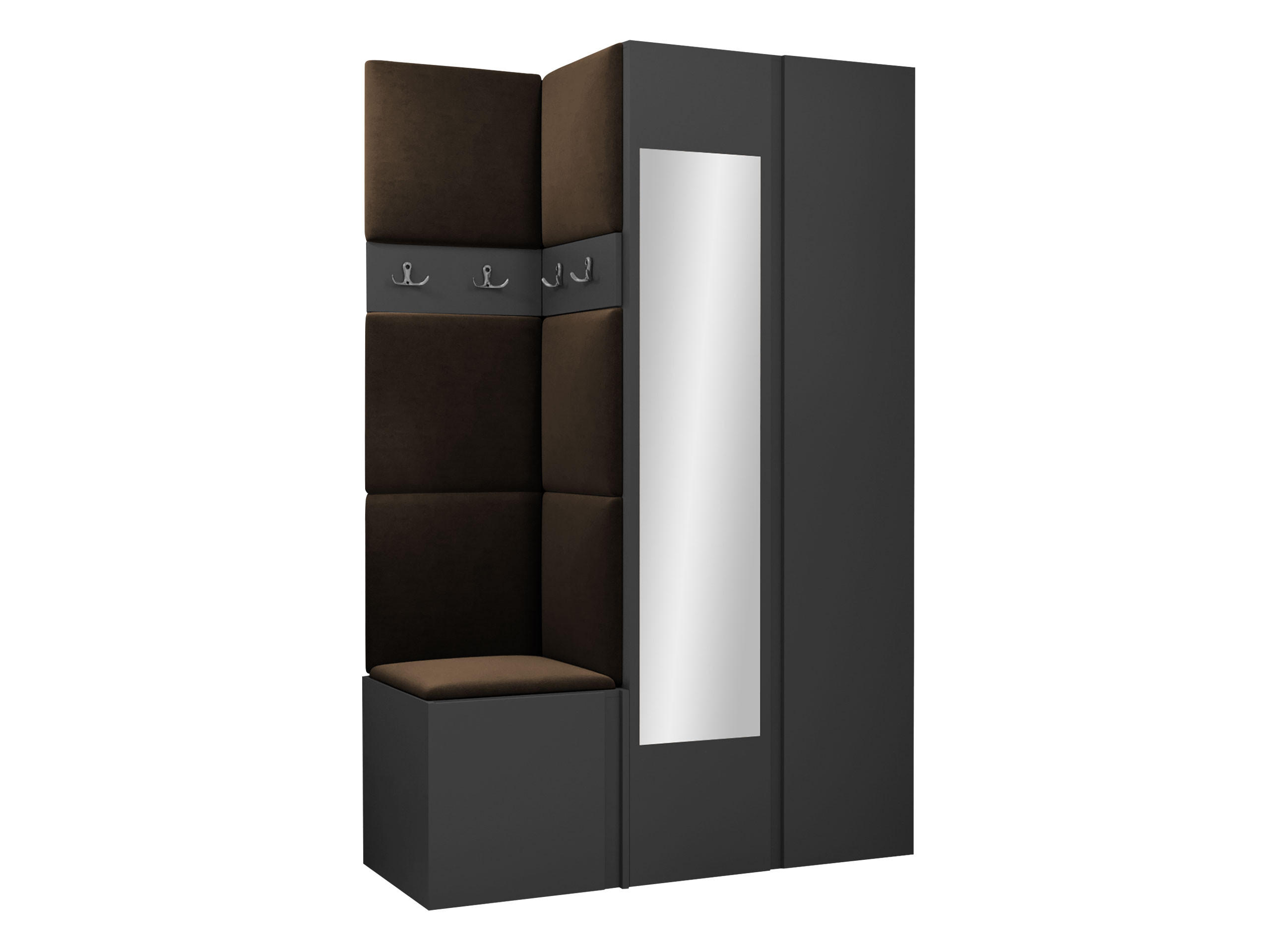 GARDEROBEN-SET Orion XXVI - Graphitfarben/Braun, Holzwerkstoff/Kunststoff (116/186/46cm) - MIRJAN24