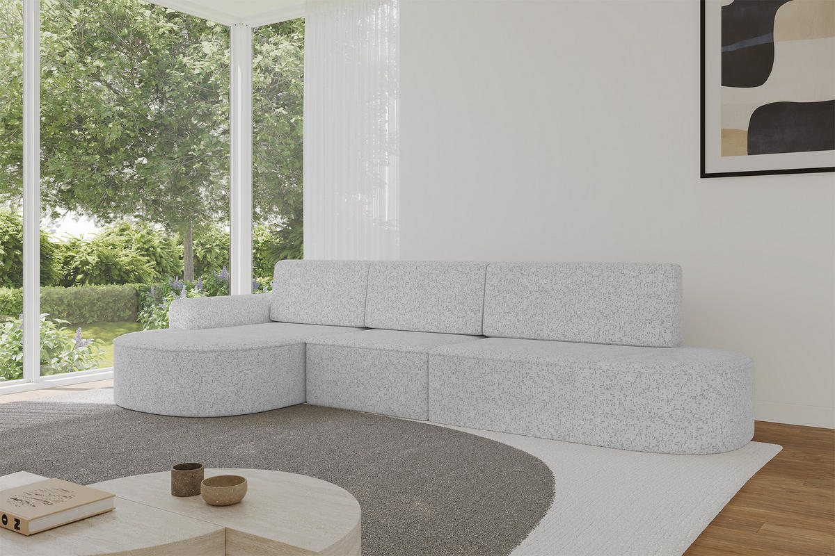 ECKSOFA mit Schlaffunktion Ottomane Links MARI L2-S 368X167X85 Grau Velours - Taupe/Schwarz, Holzwerkstoff/Kunststoff (368/167cm) - ALTDECOR