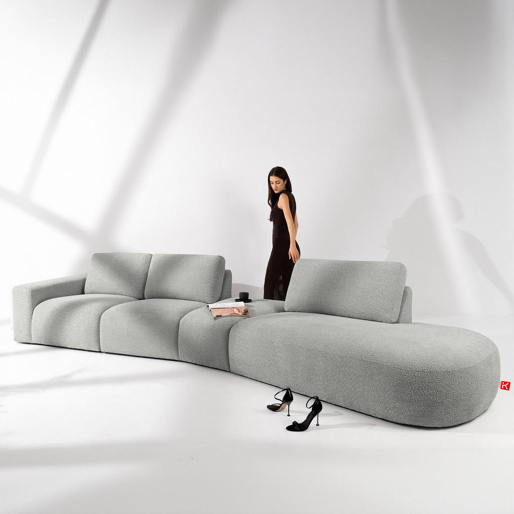 Thumbnail - Konsimo® 5-Sitzer, Hellgrau, Textil, L-Form, 430x84x105 cm, Wohnzimmer, Sofas & Couches, Sofas, Bigsofas