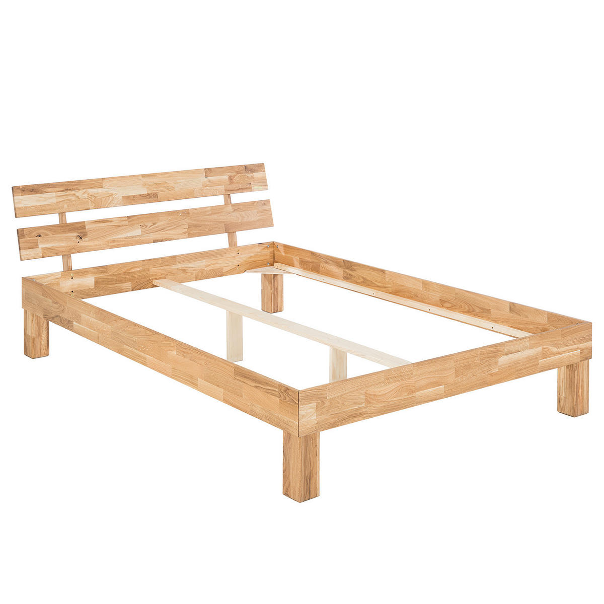 MASSIVHOLZBETT - Wildeiche massiv - geölt - Eichefarben, Holz (140/200cm) - home24