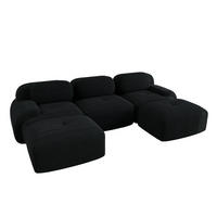 WOHNLANDSCHAFT Cord Schwarz montagefrei und rutschfest - Schwarz, Textil (298/75/178cm) - WISHDOR