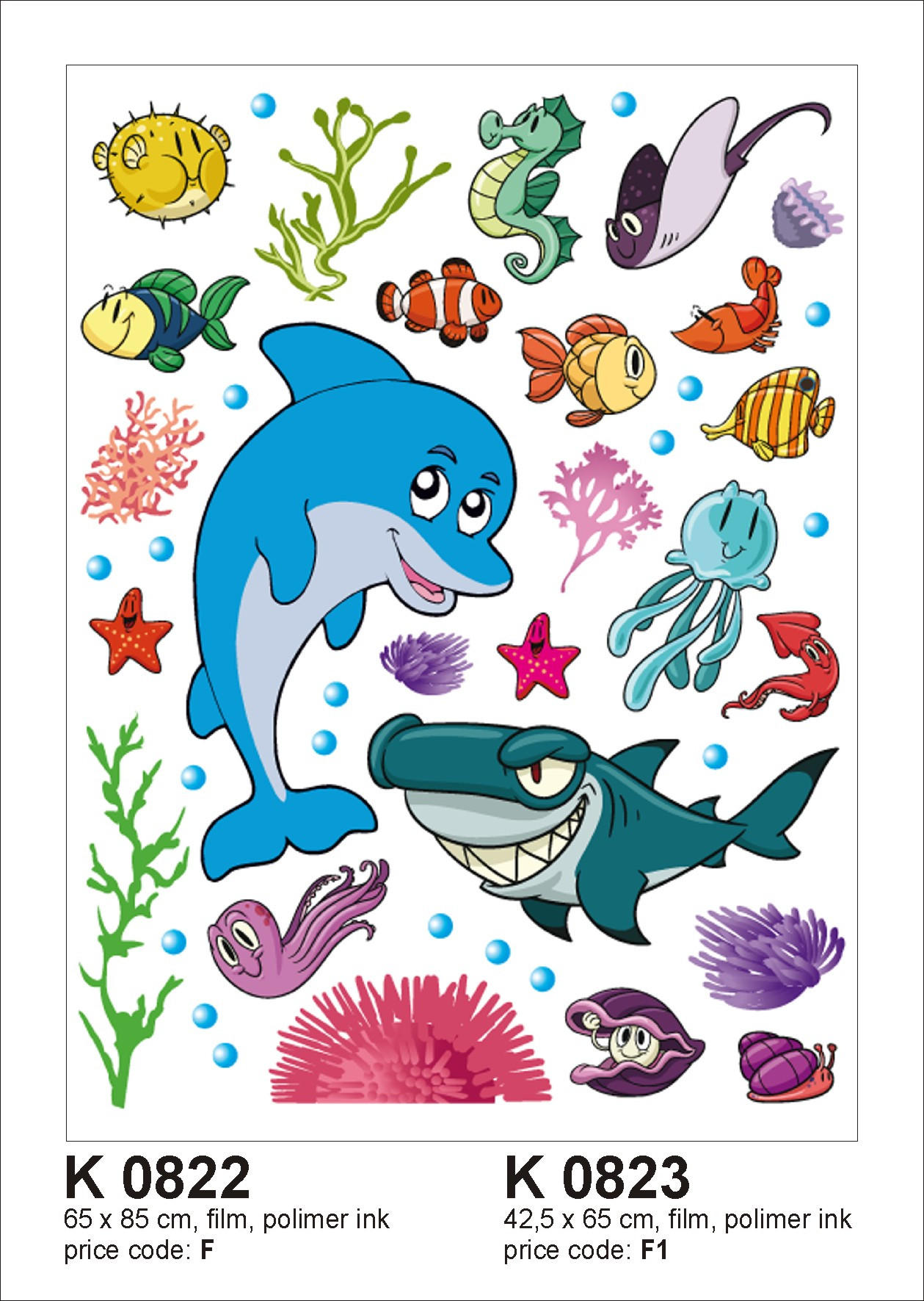 WANDTATTOO Unterwasserwelt 85 x 65 cm - Multicolor, Papier (85/65/65cm) - Sanders & Sanders