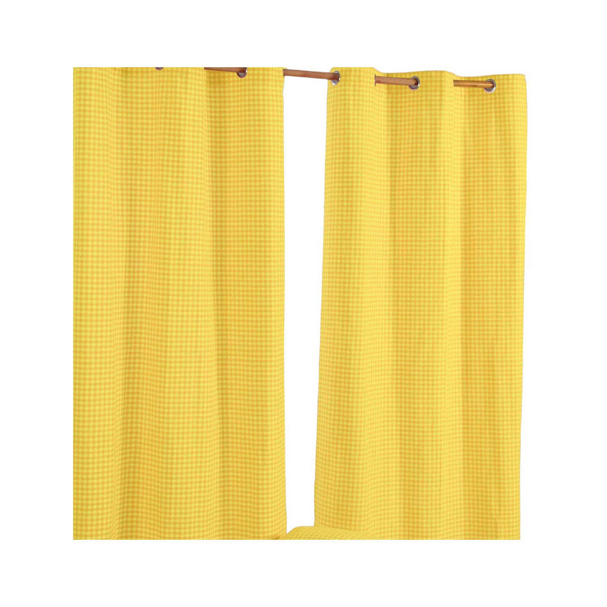 ÖSENVORHANG Vichy-Karo blickdicht 2er-Set, 117/137 cm - Gelb, Textil (117/137cm) - Homescapes