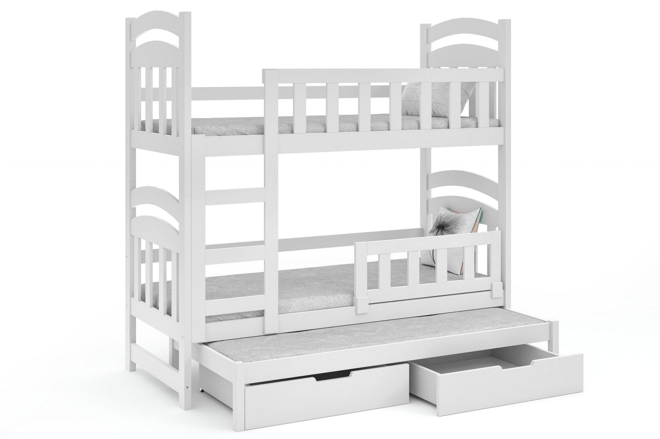 VYSOKÁ Postel DUMBO 75x160 s úložným prostorem, Bílá - bílá, dřevo (75/160cm) - MASSENO
