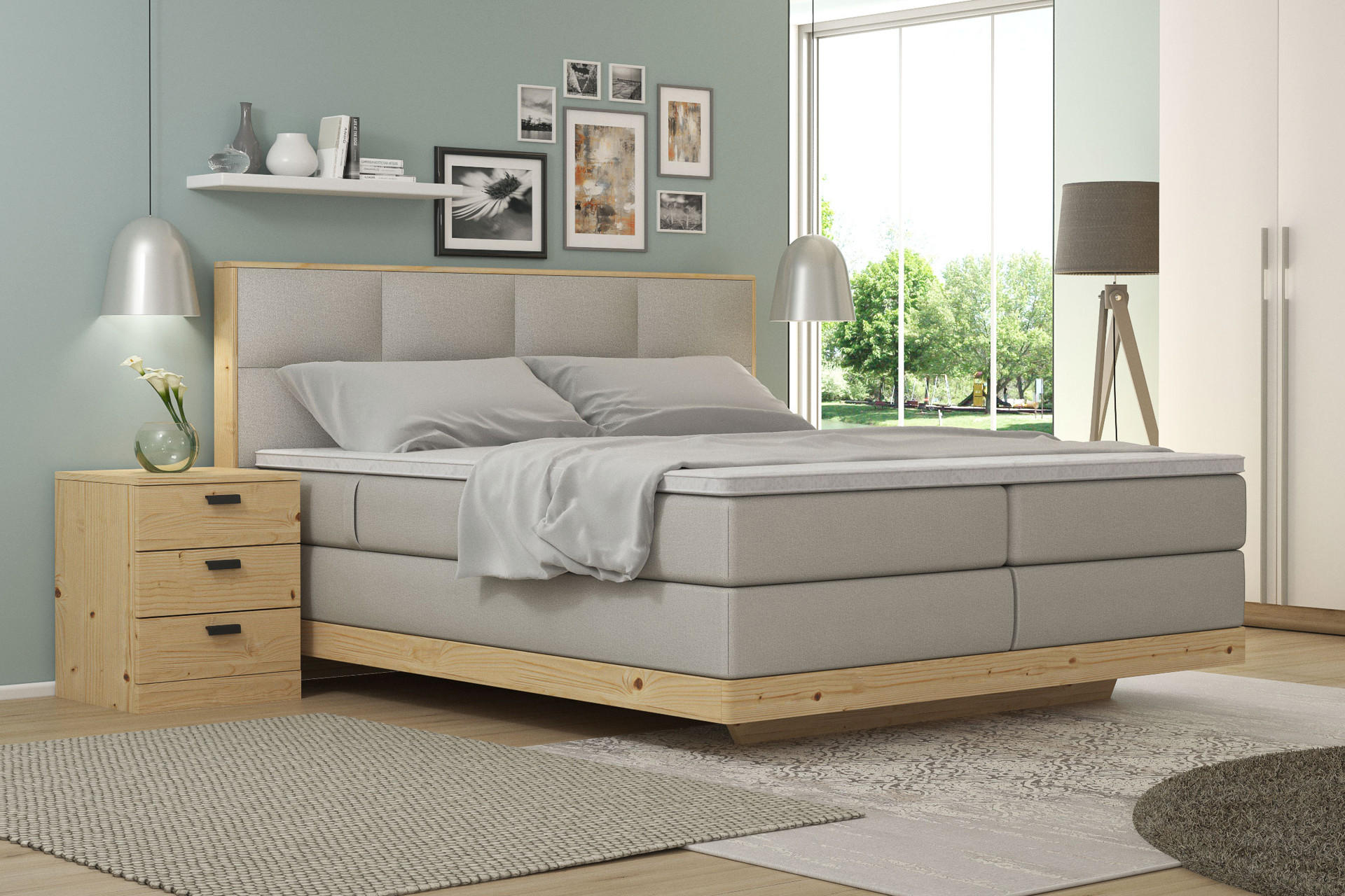 Schlafzimmer mit Zirbenbett