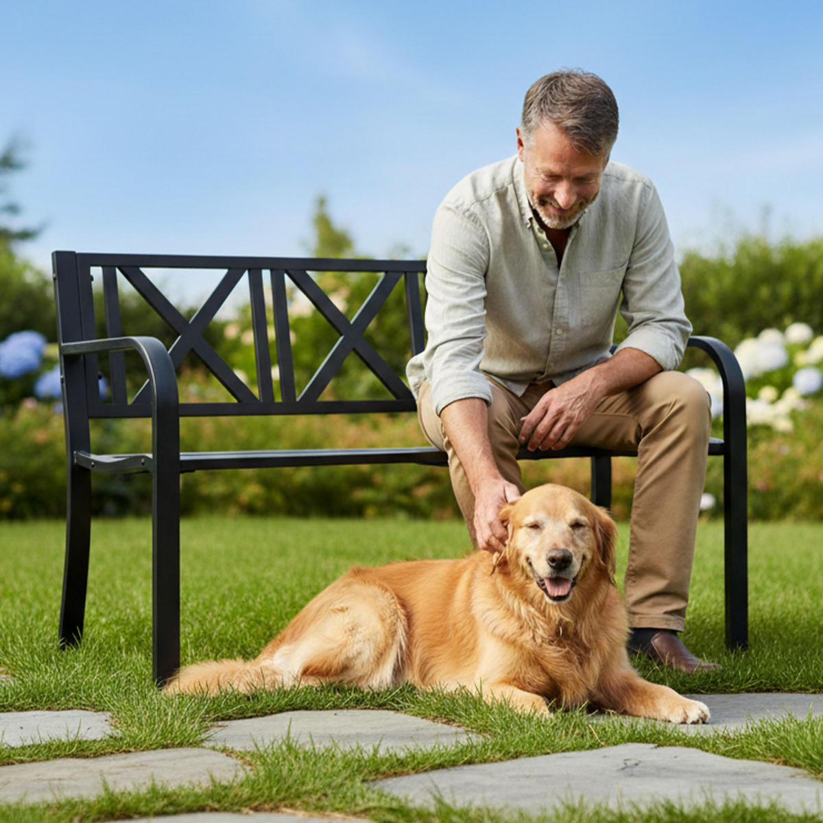 GARTENBANK CROSS Schwarz 119 x 76 x 51 cm - Schwarz, Metall (119/76/51cm) - Akord