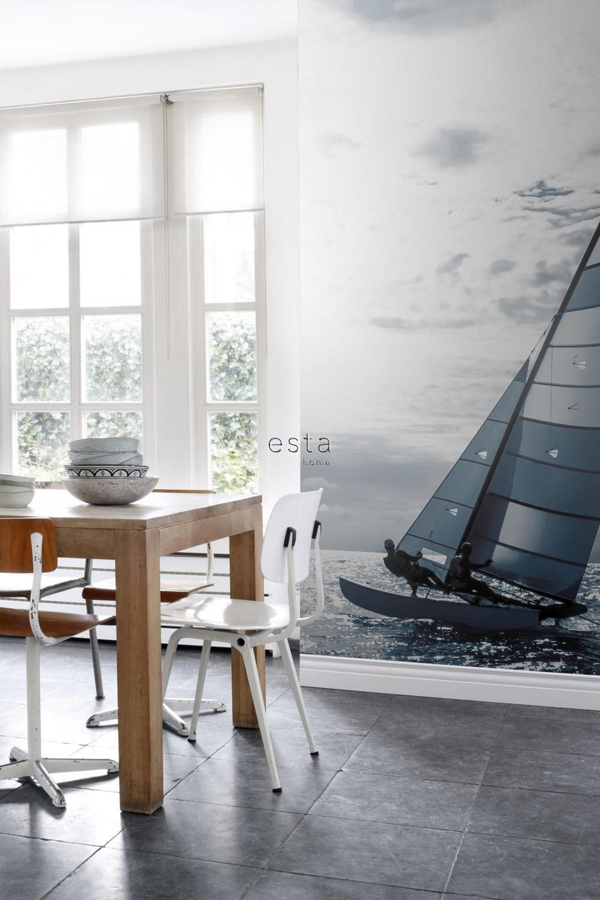 FOTOTAPETE Segelboot 186 x 279 cm - Blau, Papier (186/279cm) - ESTAhome