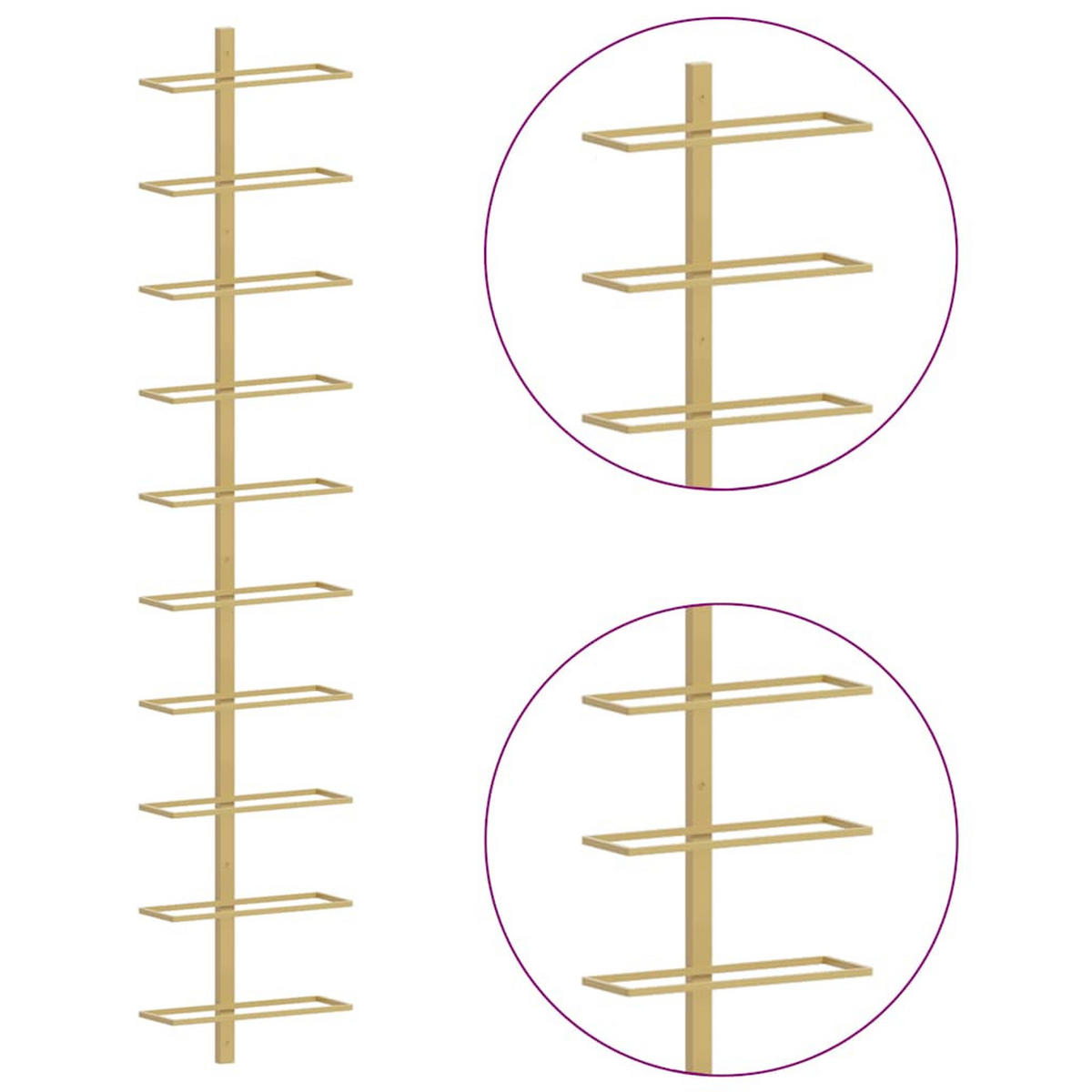 WEINREGALE 24/9/120 cm Gold Metall - Goldfarben, Metall (9/120/24cm) - vidaXL