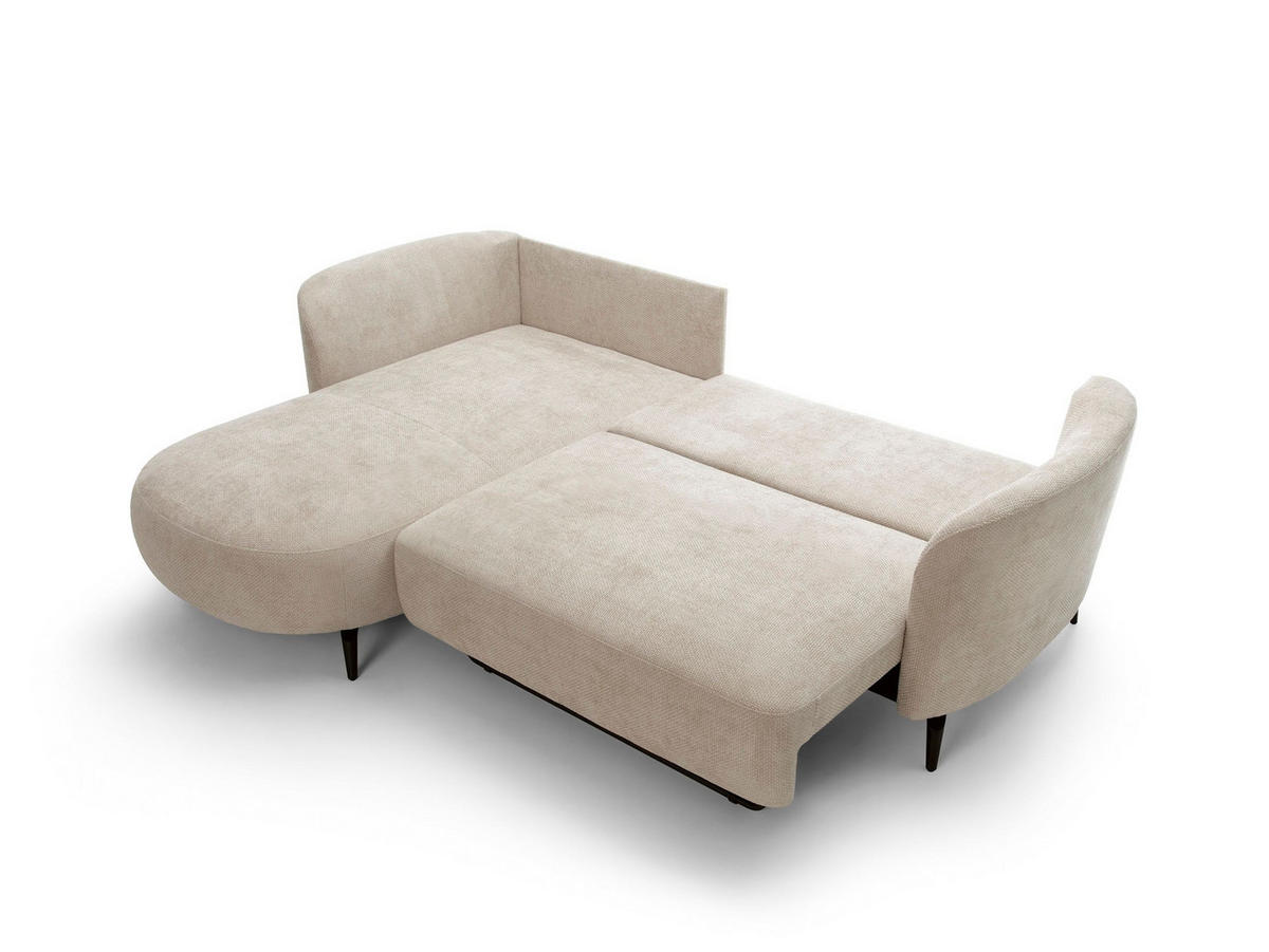 ECKSOFA VICO Beige Chenille mit Schlaffunktion - Beige, Holz (260/180cm) - MASSENO