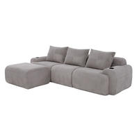 ECKSOFA aus Cord 268x174x80 cm in Hellgrau mit Cupholder & Seitentasche - Hellgrau, Textil (174/268cm) - Modfu
