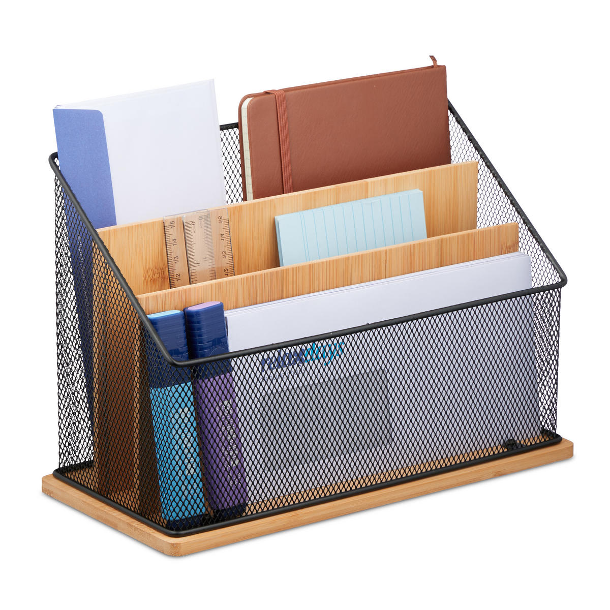 DRŽIAK na papiere - viacfarebná, kov/drevo (29/20/14cm) - Relaxdays