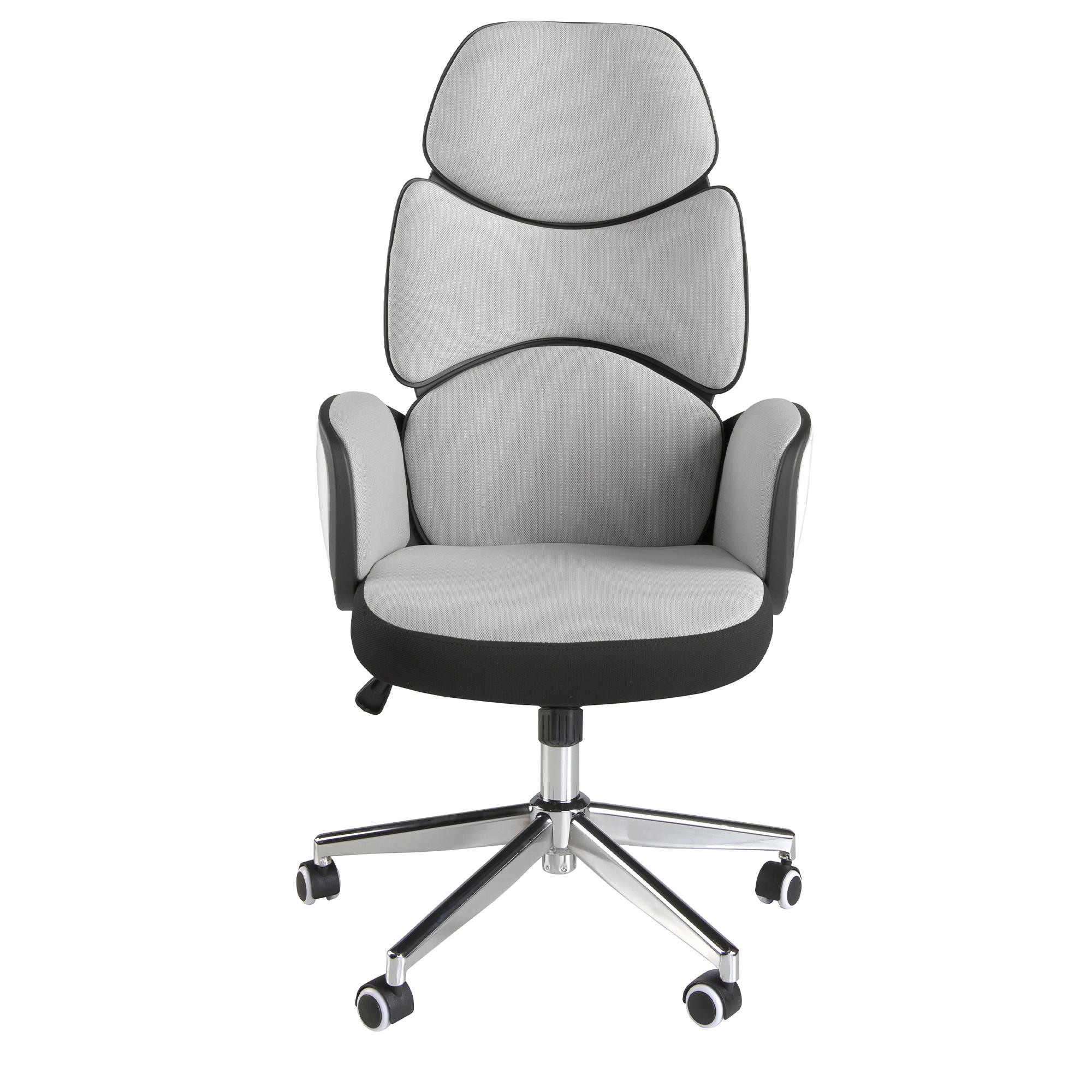 CHEFSESSEL Grau Weiß Stahl 64/69/118 cm - Edelstahlfarben/Weiß, Textil (64/118/69cm) - ANGEL CERDA