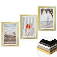 WANDBILDER 3er Set - 20x30 cm Goldrahmen - Strandtreppe aus Holz, Urlaub - Goldfarben, Kunststoff (20/30cm) - ArtPrintCave