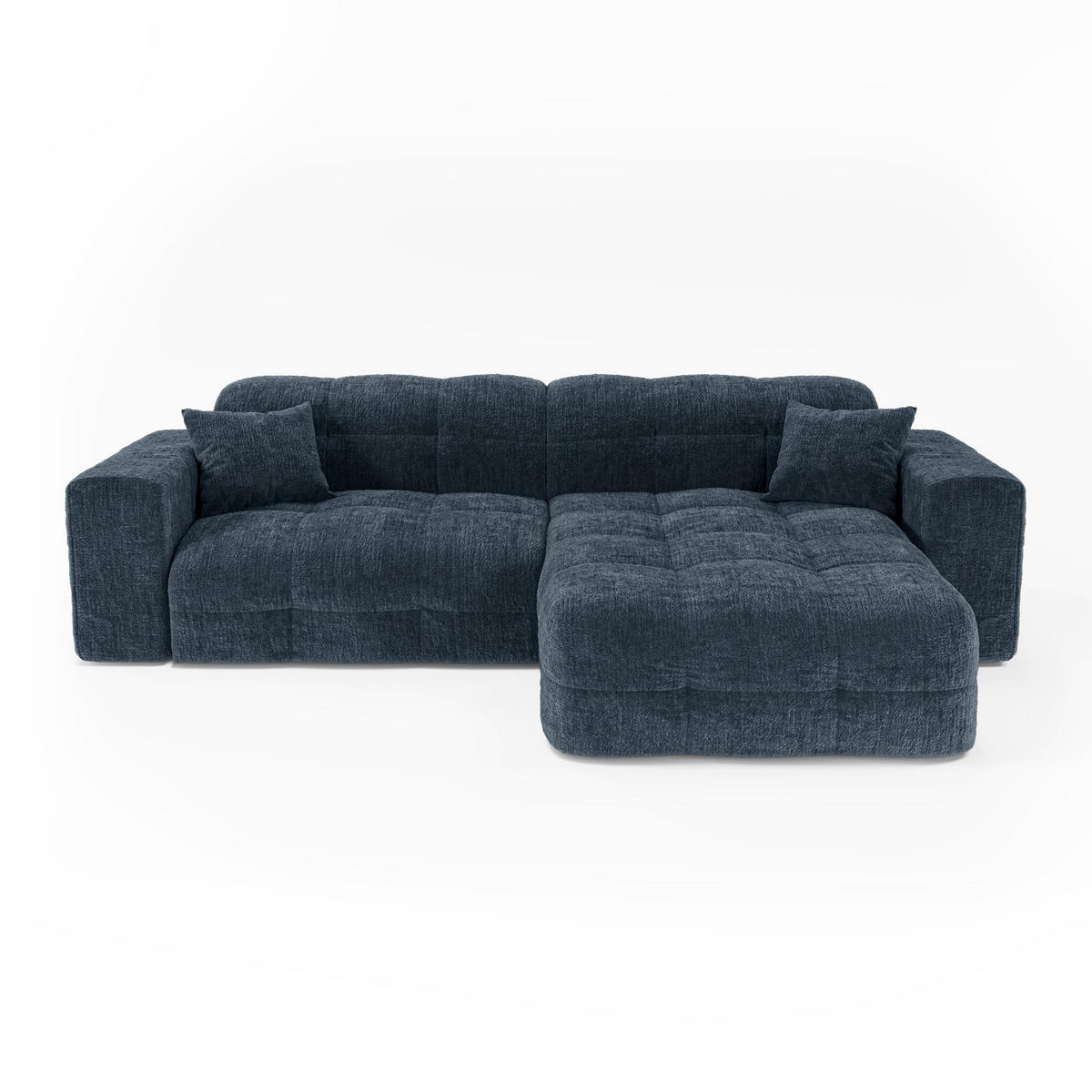 ECKSOFA rechtwinklig COCOON Geprägter Samt Mineralblau 230cm - Blau/Dunkelblau, Textil (230/155cm) - Premium Interiors