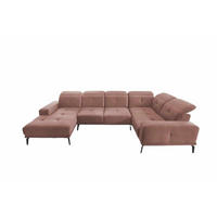 WOHNLANDSCHAFT mit Sitztiefenverstellung, wasserabweisender Nube-Stoff der Spitzenklasse - Schwarz/Rosa, Textil/Metall (210/77/350cm) - Eltap