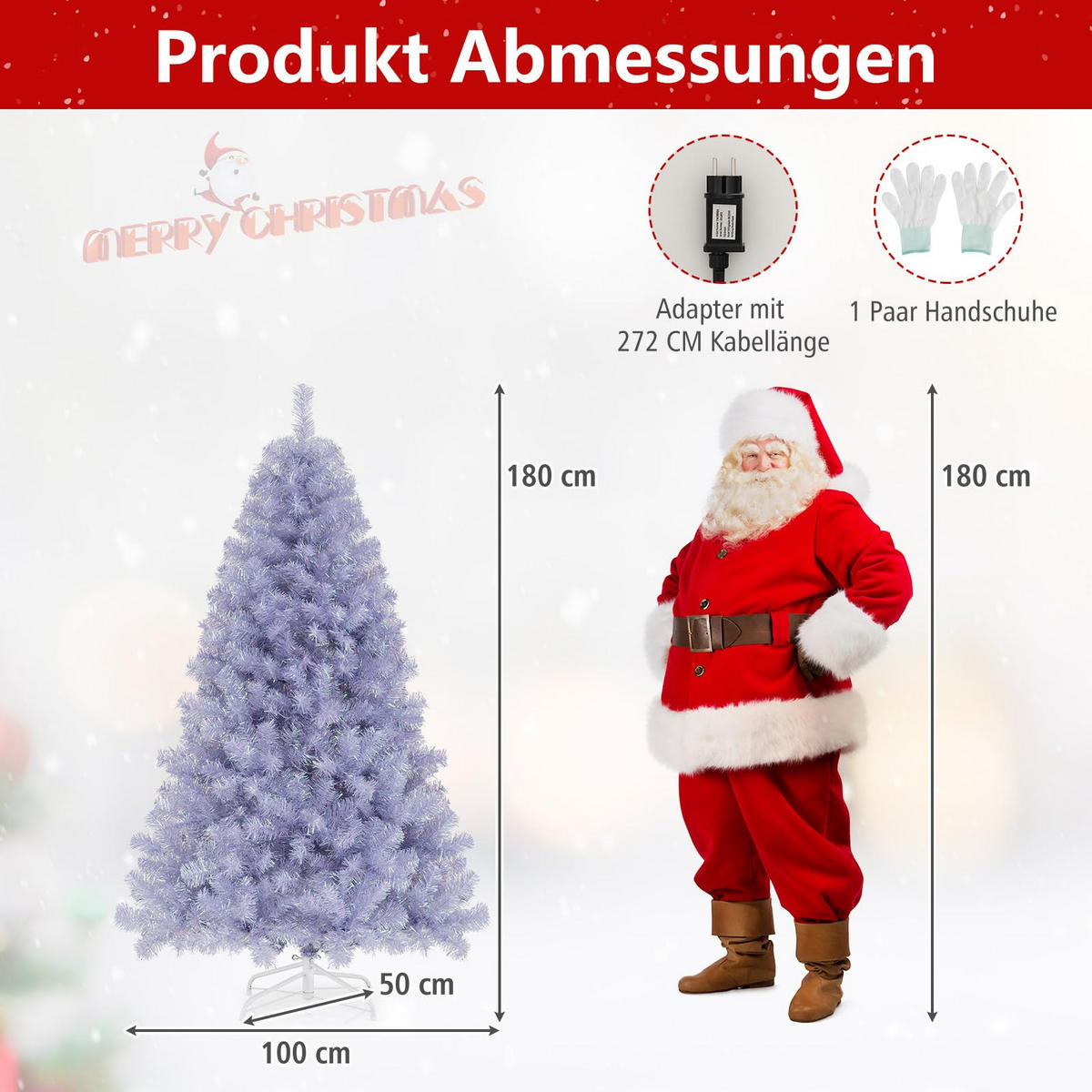 WEIHNACHTSBAUM Tannenform mit warmweißen LEDs 180 cm lavendelviolett - Lila, Metall (180cm) - COSTWAY
