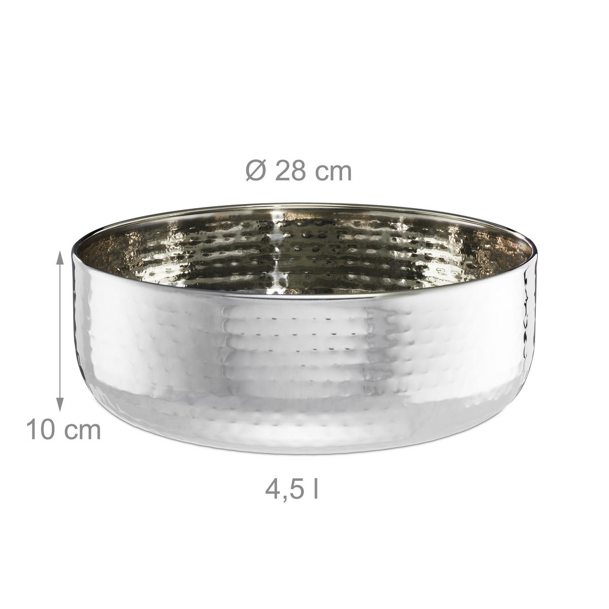 SALATSCHÜSSEL Set - Silberfarben, Metall (28/28/10cm) - Relaxdays