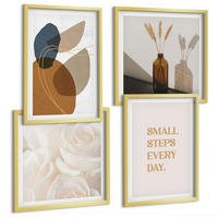 BILDER SET 4er Set - 50x50 cm & 40x60 cm Goldrahmen - Abstrakte Formen Akzente - Goldfarben, Kunststoff (50/50cm) - TULUP