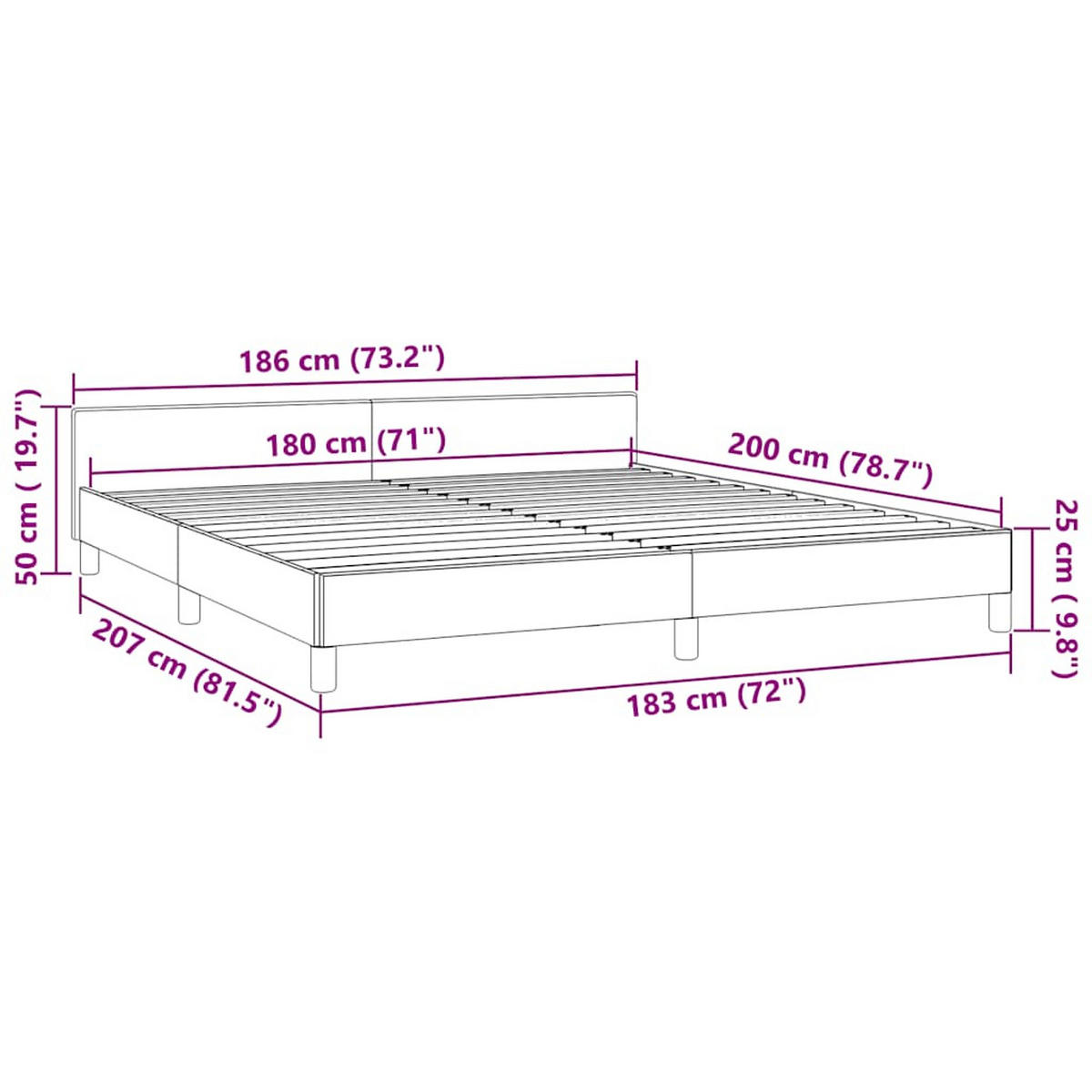BETTGESTELL Ohne Matratze Schwarz 180/200 Cm Samt - Schwarz, Holz (180/200cm) - vidaXL