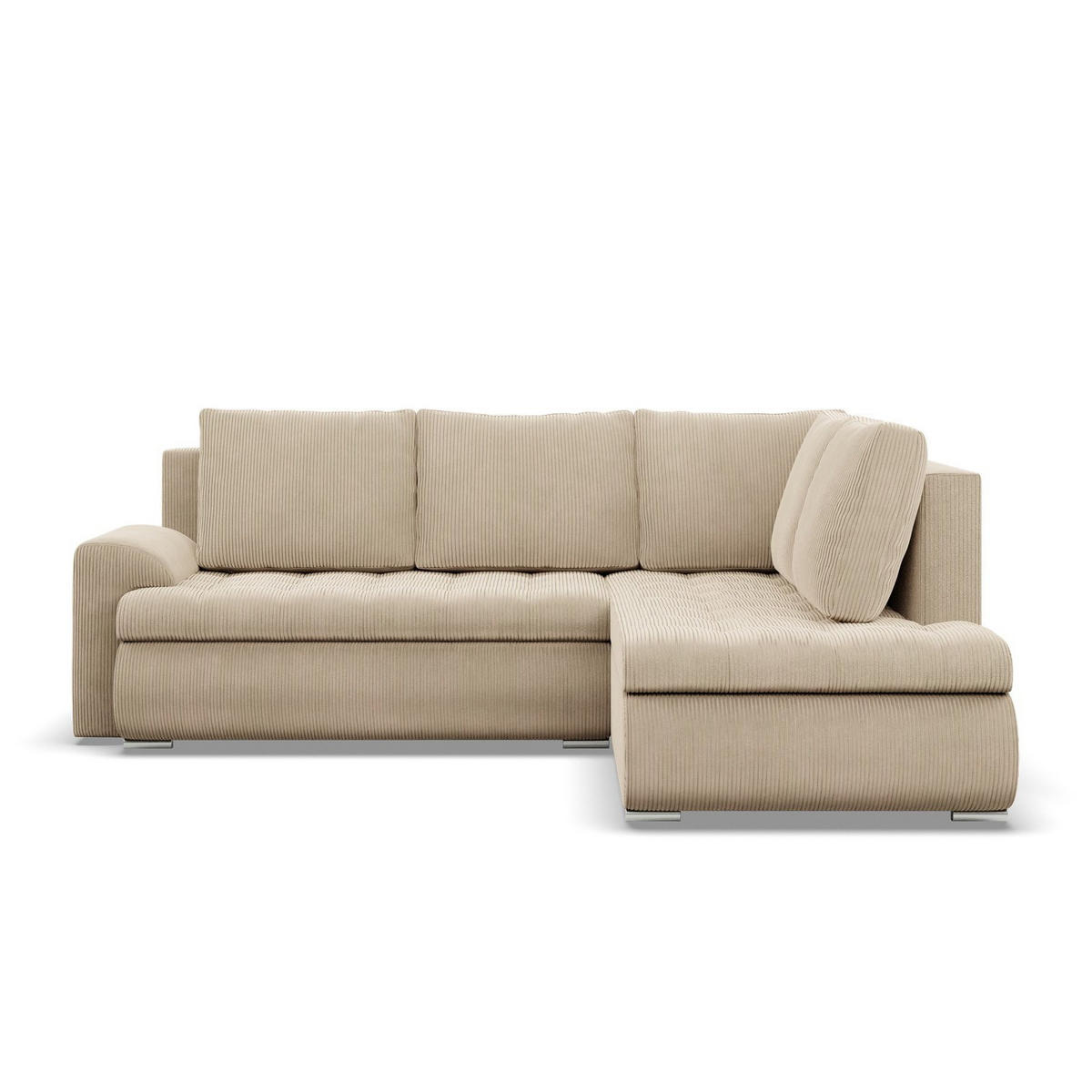 ECKSOFA RECHTS MIT SCHLAFFUNKTION FORESTA, Cord - Beige - Beige, Textil (230/200cm) - Mebligo