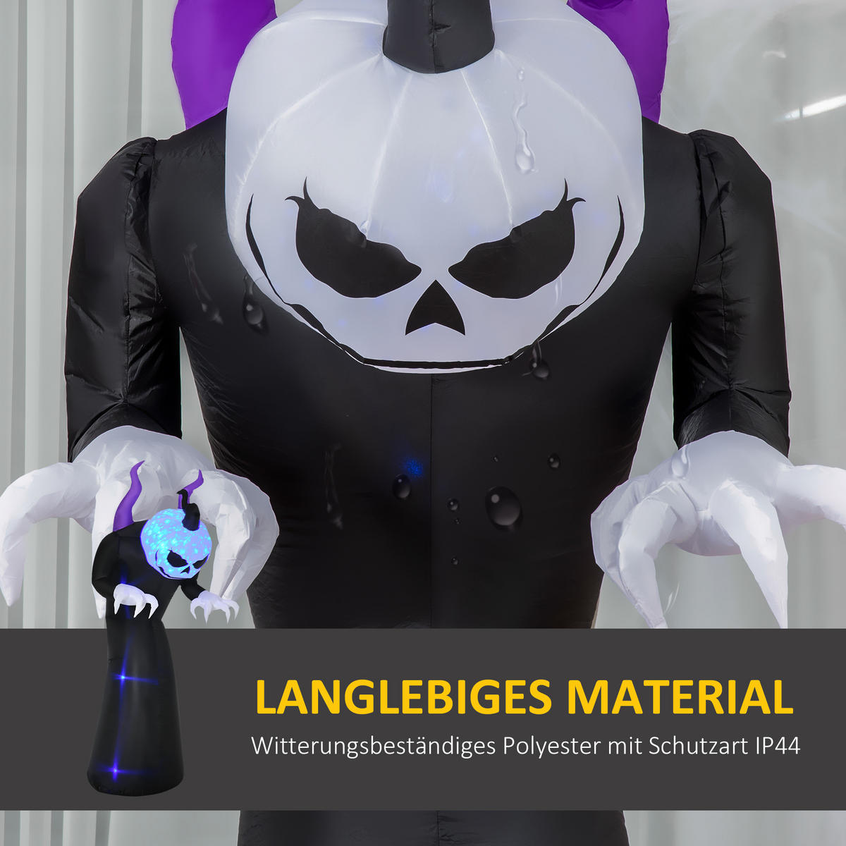 AUFBLASBARE HALLOWEEN-DEKORATION, Schwarz, Polyester-Gewebe - Schwarz, Kunststoff (79/210/88cm) - Outsunny