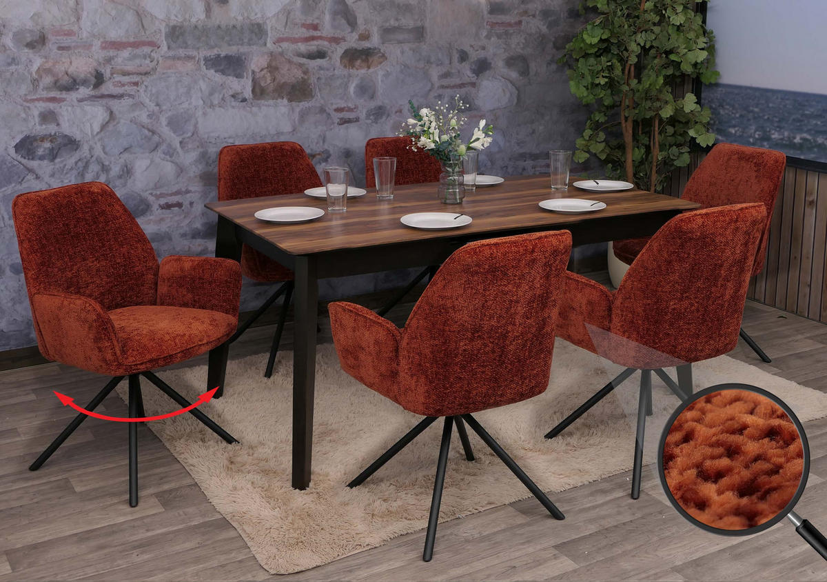 ESSZIMMERSTUHL Rot, Schwarz 6er-Set - Rot/Schwarz, Textil (60/86/60cm) - MCW