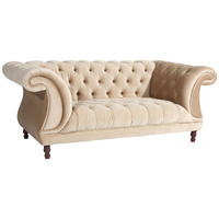 CHESTERFIELD Sofa 2-Sitzer Kaylin Samtvelours sand - Sandfarben, Kunststoff (200/80/100cm) - 58aufmkessel