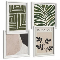 BILDER SET 4er Set - 50x50 cm & 40x60 cm Weißer Rahmen - Botanische Boho-Kompositionen - Weiß, Kunststoff (50/50cm) - TULUP