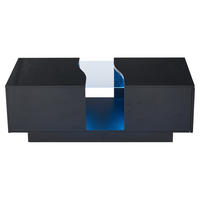 COUCHTISCH mit 2 Schubladen und LED Schwarz - Schwarz, Holzwerkstoff (100/50/35cm) - Urban Meuble