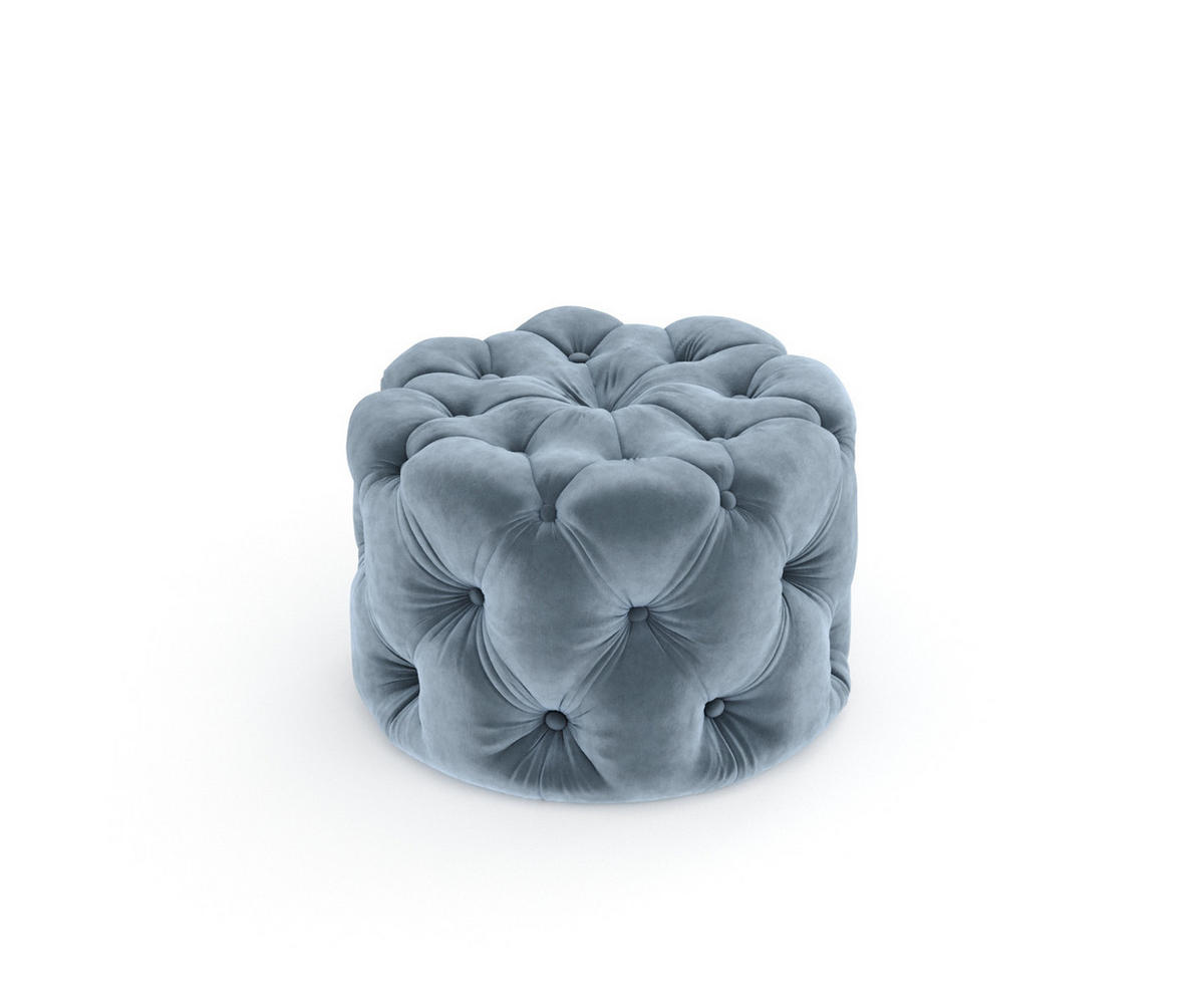 POUF Cosimo Blau Grau Samtstoff - Blaugrau/Schwarz, Holz/Holzwerkstoff (60/40/60cm) - Maison de Reve