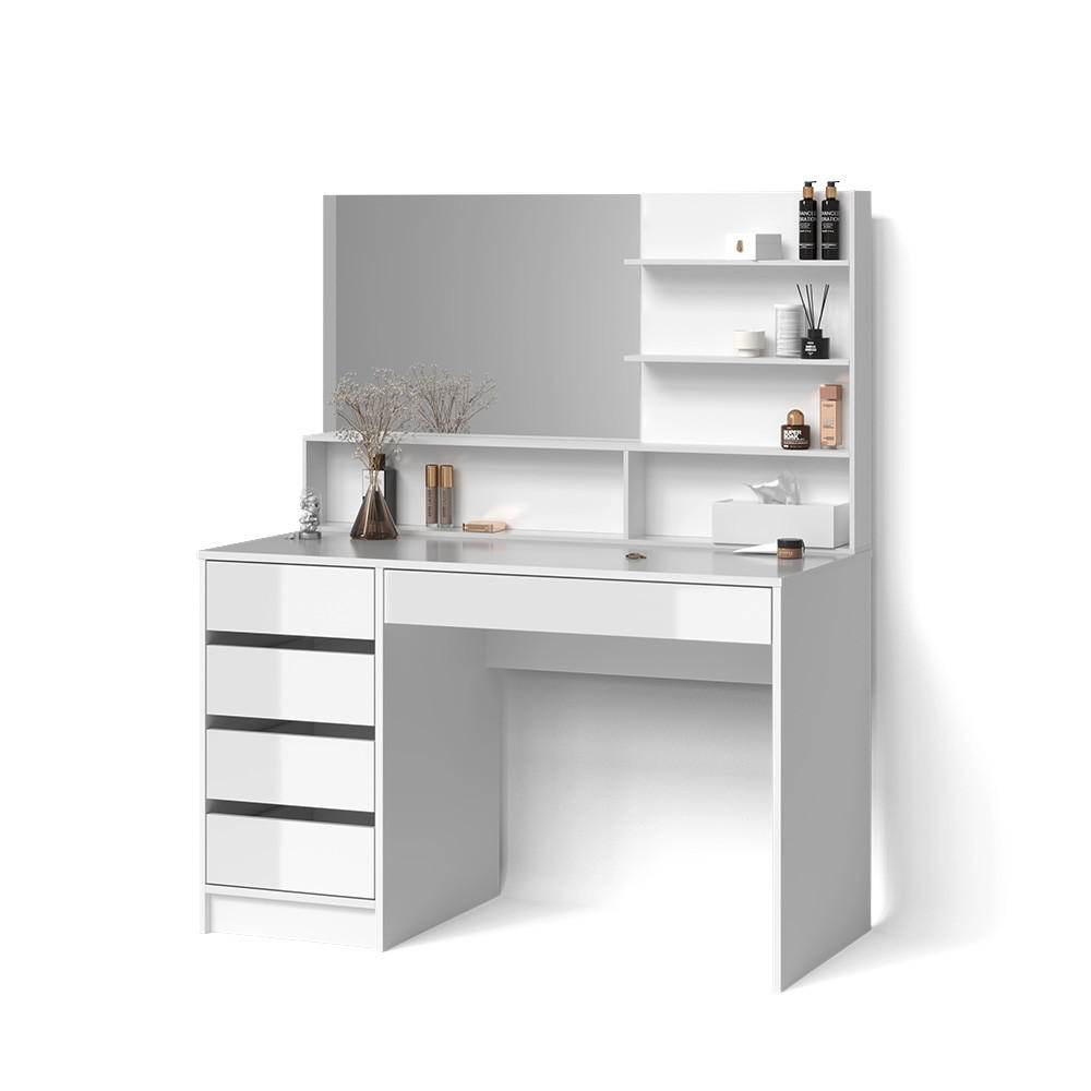SCHMINKTISCH Imola Weiß 145 cm mit Spiegel - Weiß, Holzwerkstoff (145/75/55cm) - Livinity®