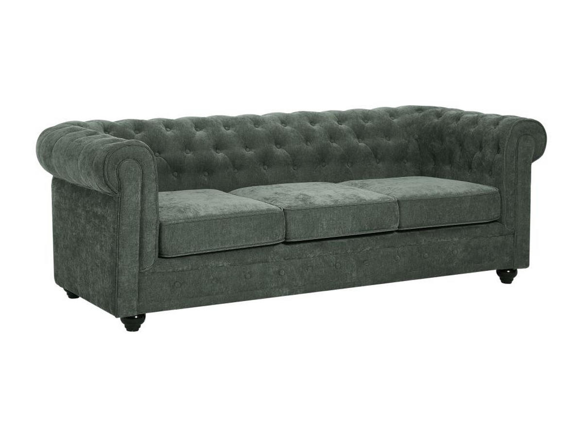 3-SITZER-SOFA - Stoff - Grün - CHESTERFIELD - Grün, Textil (88/72/205cm) - Vente-Unique