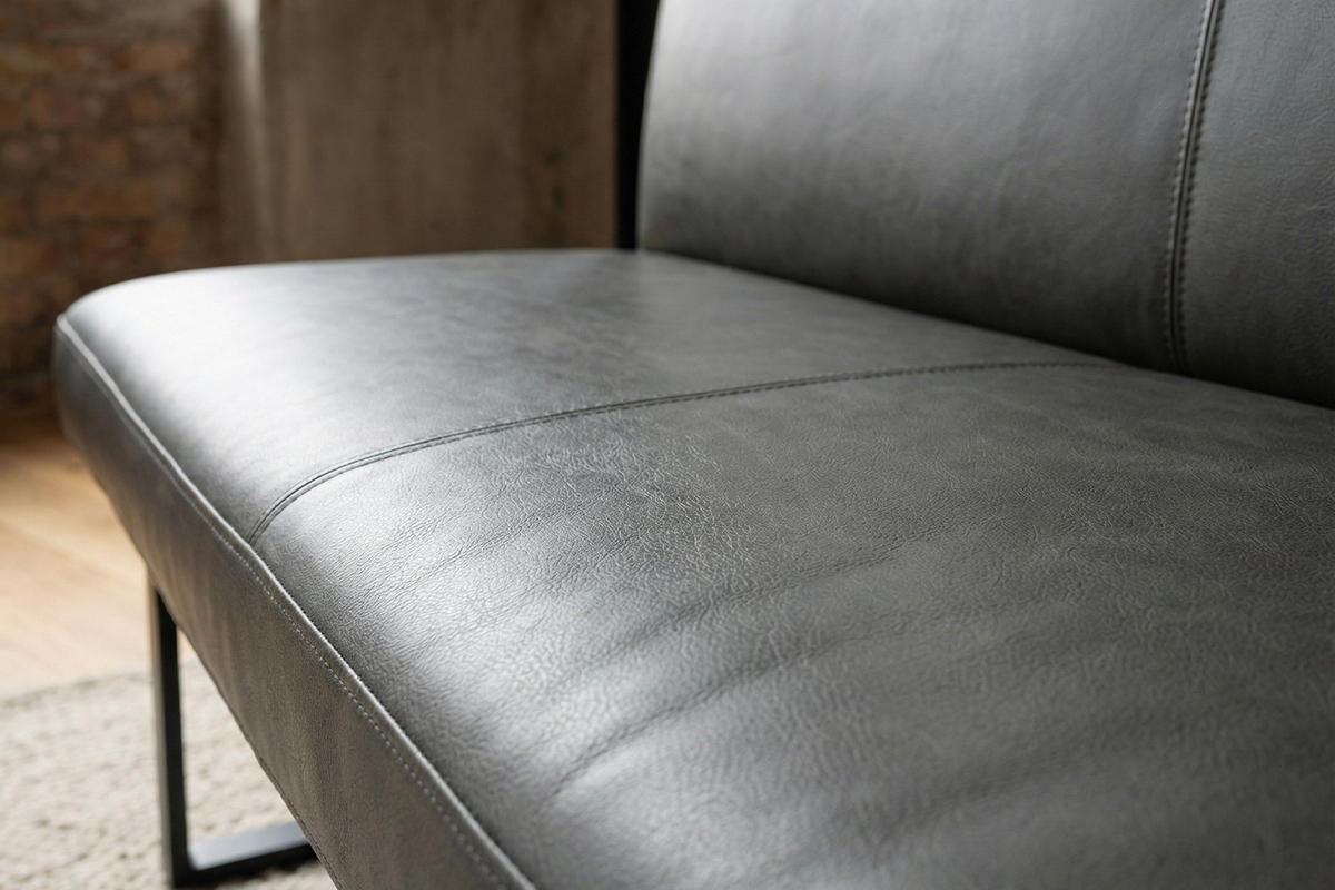 ESSZIMMERBANK ELEEN Anthrazit Leder - Anthrazit, Leder (223/85/69cm) - KAWOLA
