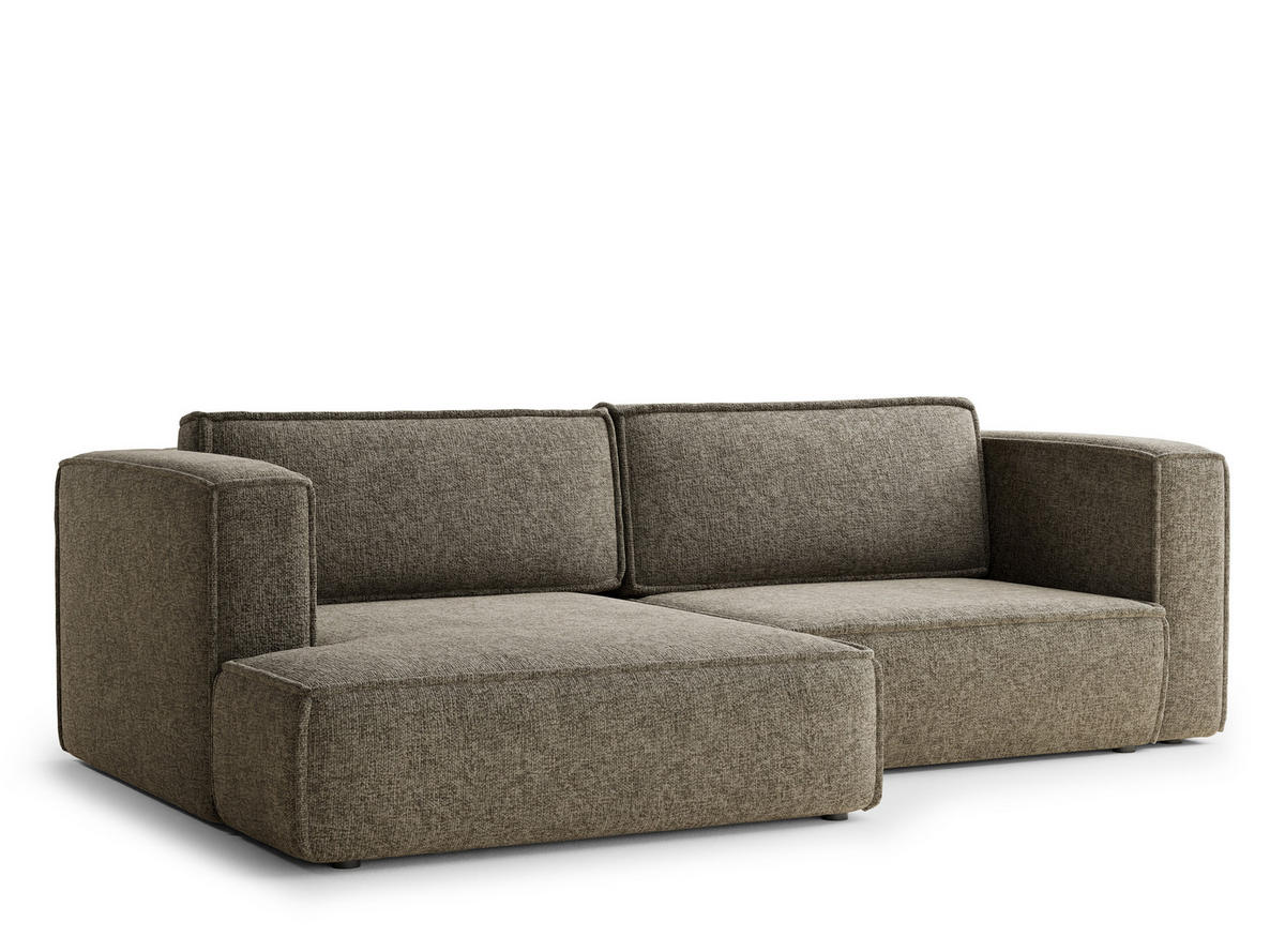 ECKSOFA MIT SCHLAFFUNKTION Velto Braun Chenille-Stoff - Schwarz/Braun, Holz/Holzwerkstoff (152/250cm) - Maison de Reve