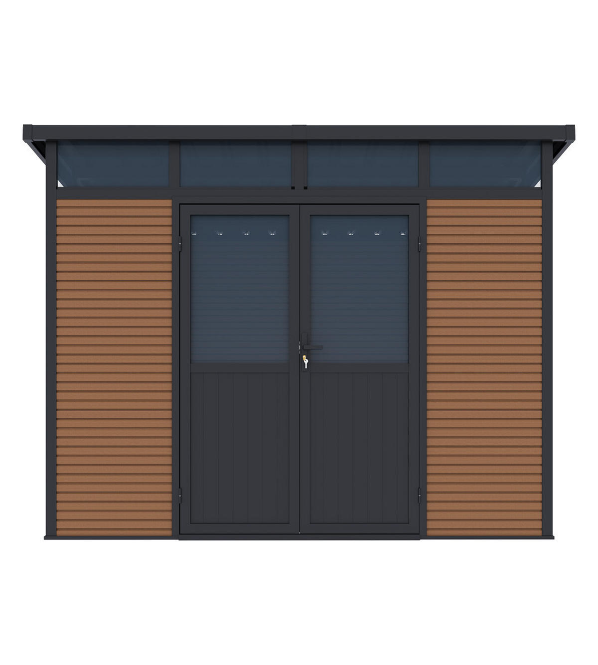 GARTENHAUS Aluminium WPC 278/218/226 cm Teak - Braun, Metall (278/226/218cm) - WEIDE