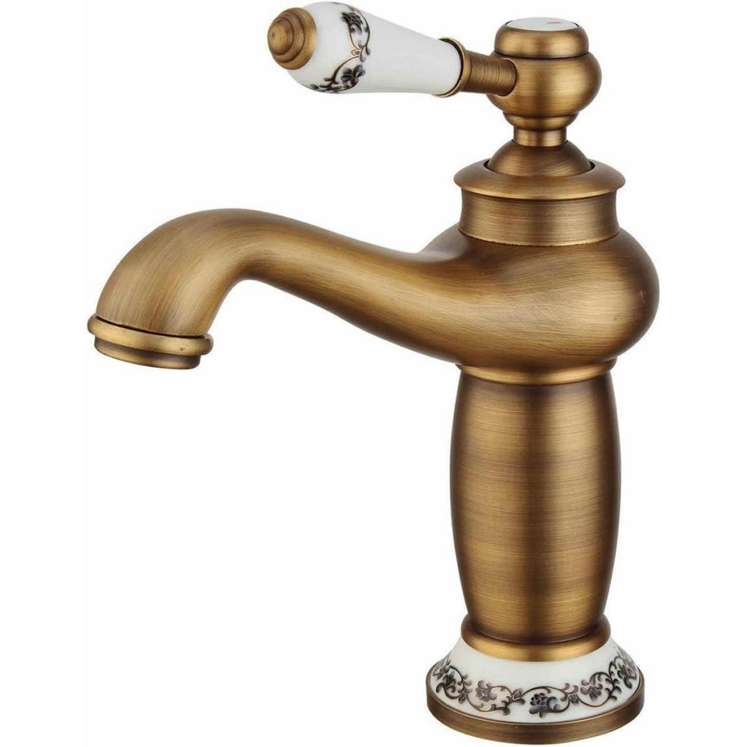 WASCHTISCHARMATUR Antik Messing mit Keramikgriff - Bronzefarben, Metall (12/20/13.5cm)