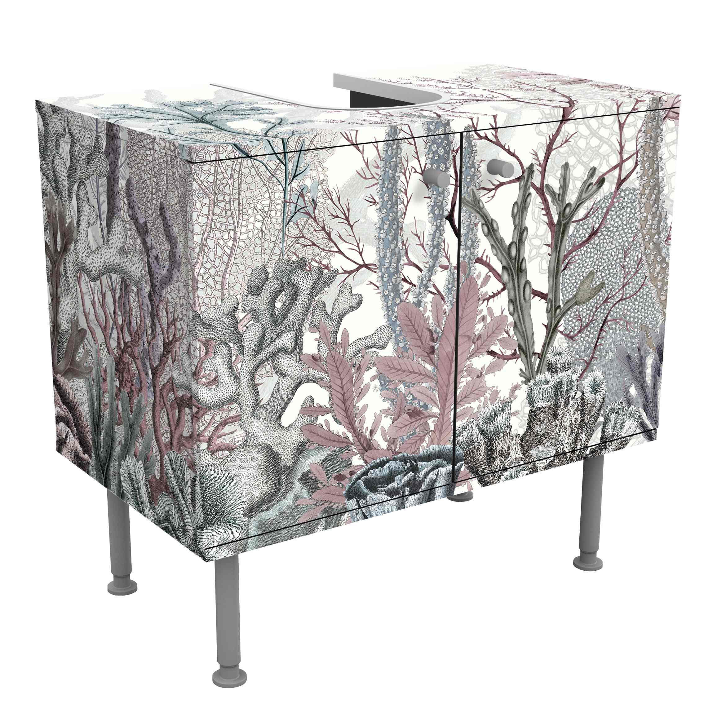 WASCHBECKENUNTERSCHRANK Magische Korallenpracht 60/55/35 cm - Violett, Holzwerkstoff (60/55/35cm) - Bilderwelten
