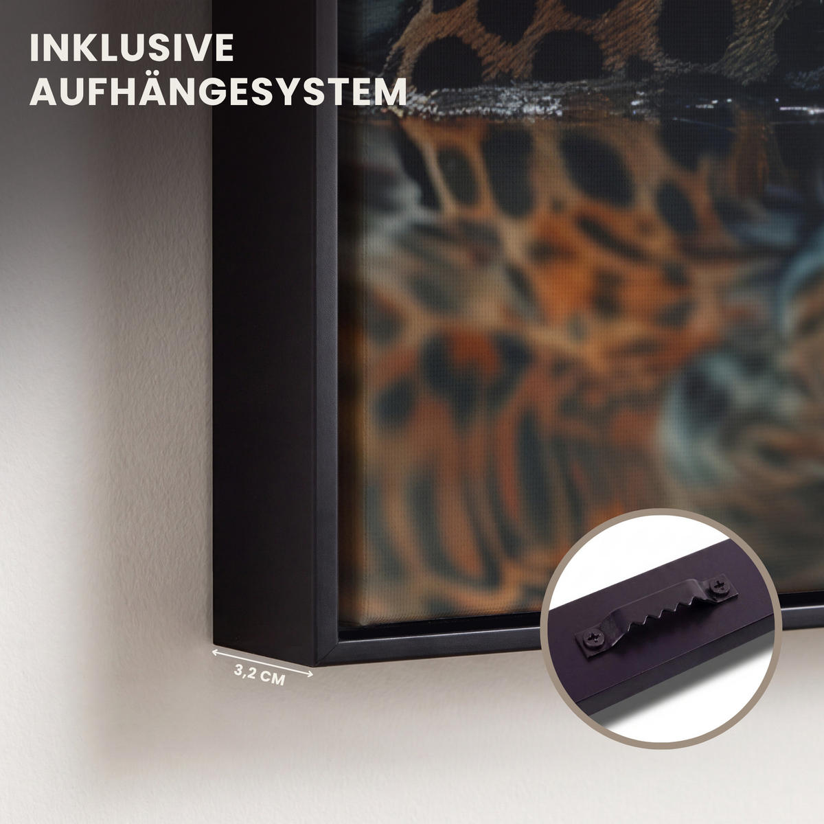 LEINWAND Bilder mit Rahmen - Natur - Leopard - Tier - Sonnenuntergang - Modern - 40x60 - Orange, Textil (40/60cm) - MuchoWow