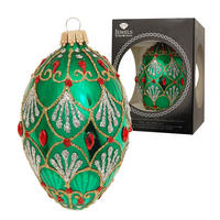 CHRISTBAUMSCHMUCK Ei im Strassdesign Grün 10cm (Glas / 1 Stk.) - Grün, Glas (6/10/6cm) - Krebs Glas Lauscha