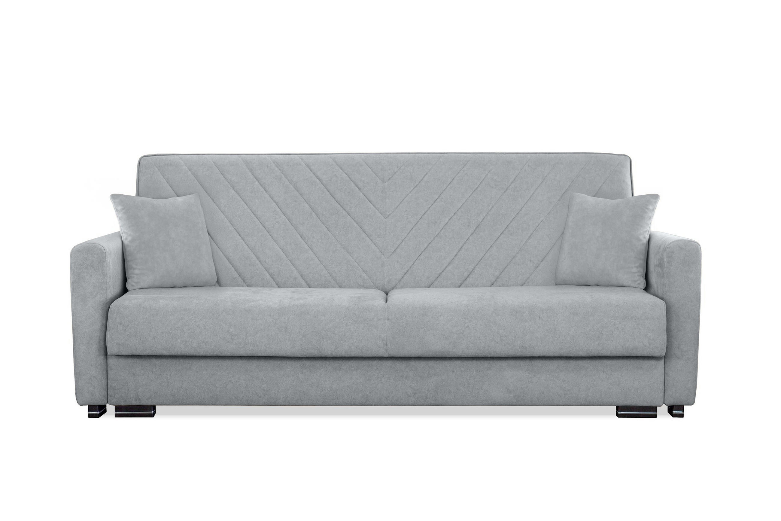 SOFA Vera Grau, mit Schlaffunktion und Bettzeugablage - Grau, Holzwerkstoff (227/95/100cm) - Bettso