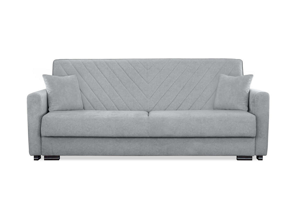 SOFA Vera Grau, mit Schlaffunktion und Bettzeugablage - Grau, Holzwerkstoff (227/95/100cm) - Bettso