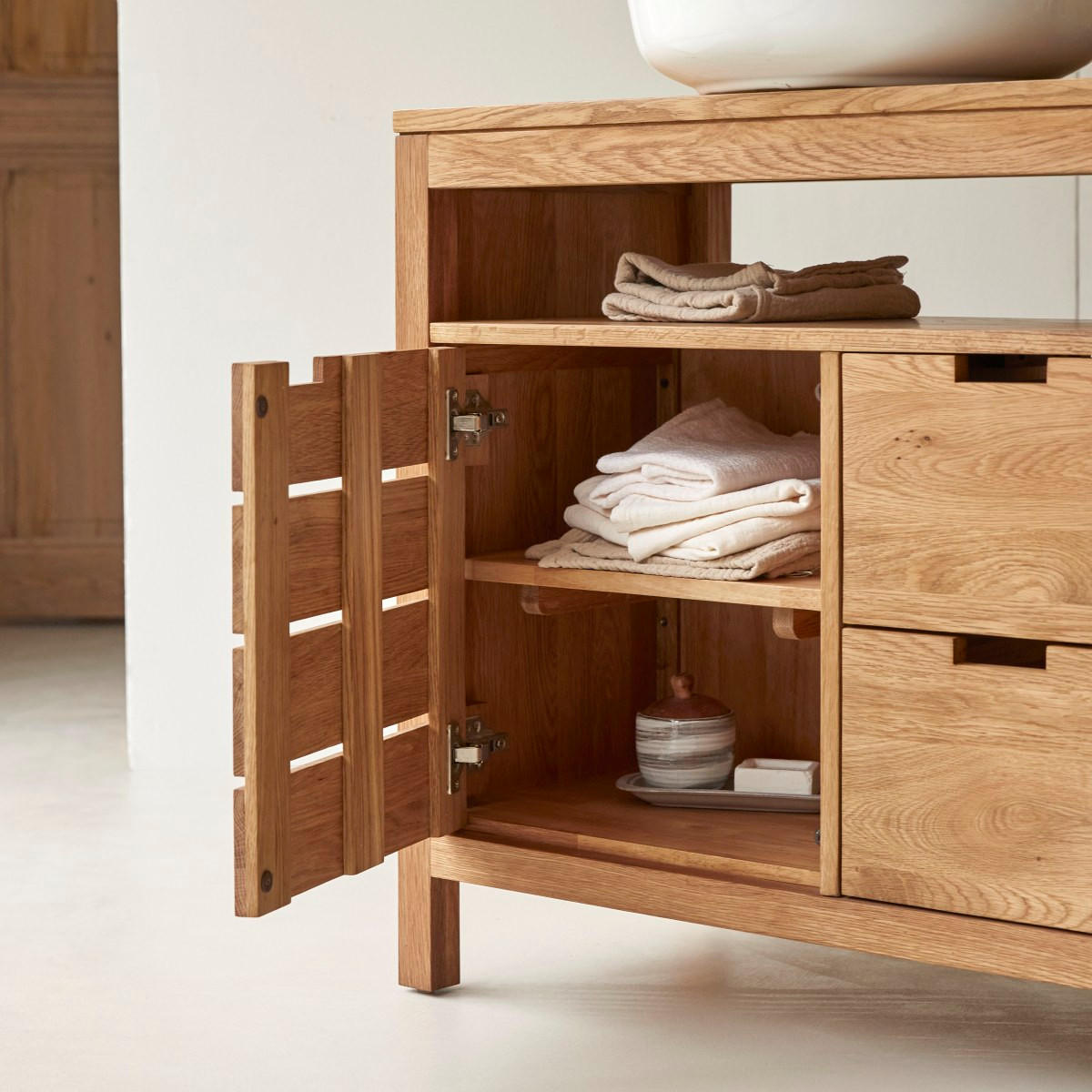 WASCHTISCHUNTERSCHRANK Serena Hellbraun aus Eiche - Hellbraun, Holz (80/78/45cm) - Tikamoon