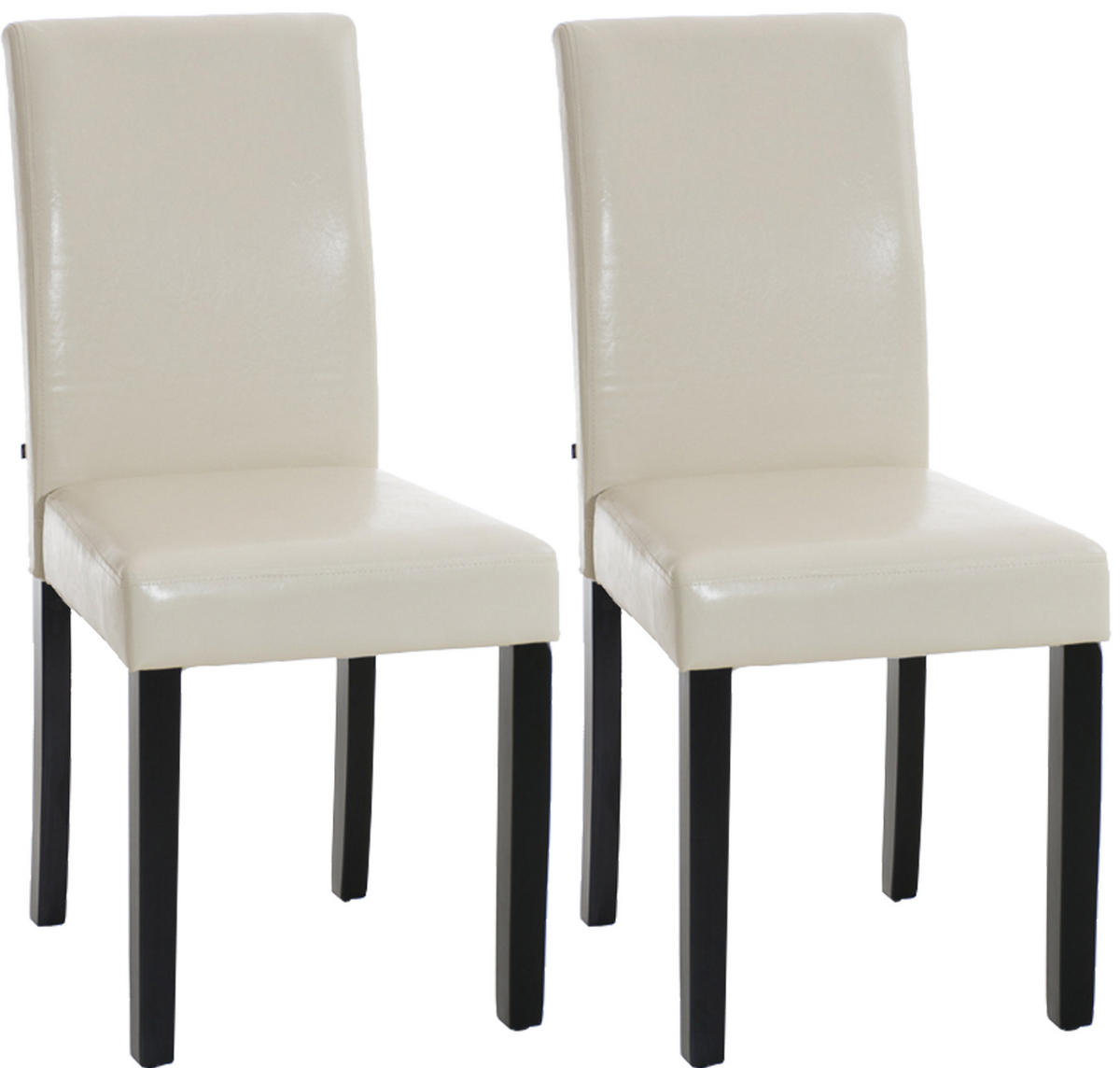 ESSZIMMERSTUHL Ines, 2er Set Kunstleder, Gestell Holz Schwarz Creme - Schwarz/Naturfarben, Holz/Textil (41/91/47cm) - TPFLiving