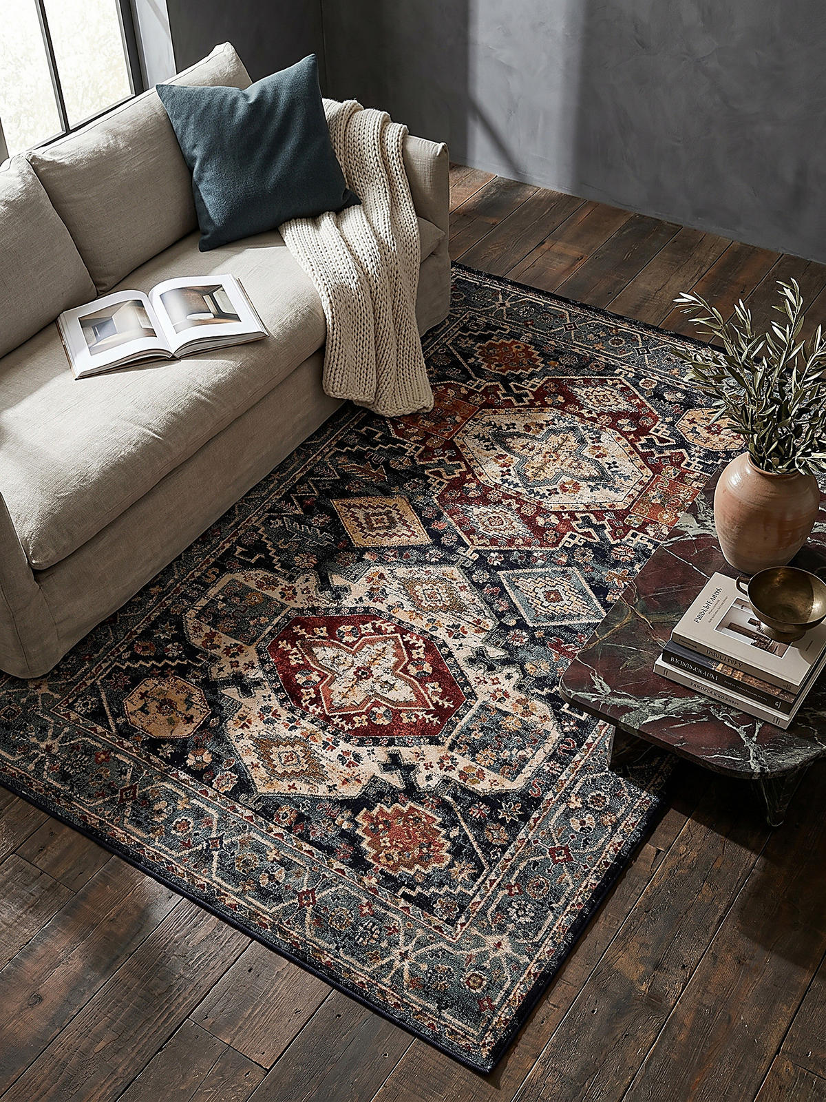 KURZFLORTEPPICH GLAZERT, geometrisch, Blau, 120 x 170 cm - Blau, Textil (170/120cm) - KADIMA DESIGN