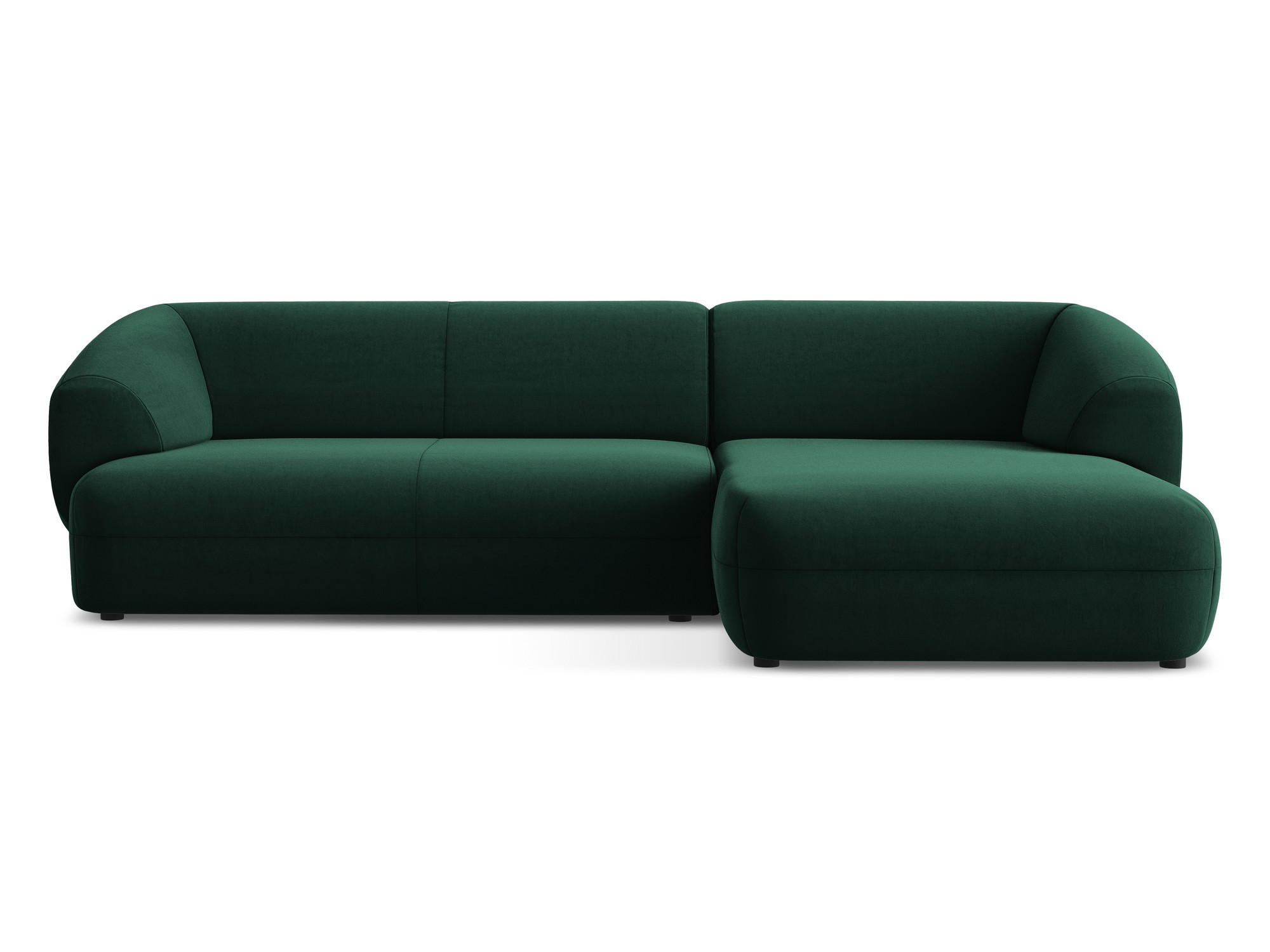 ECKSOFA Rechts Samt Stoff Grün - Dunkelgrün/Schwarz, Kunststoff/Textil (280/156cm) - Makamii