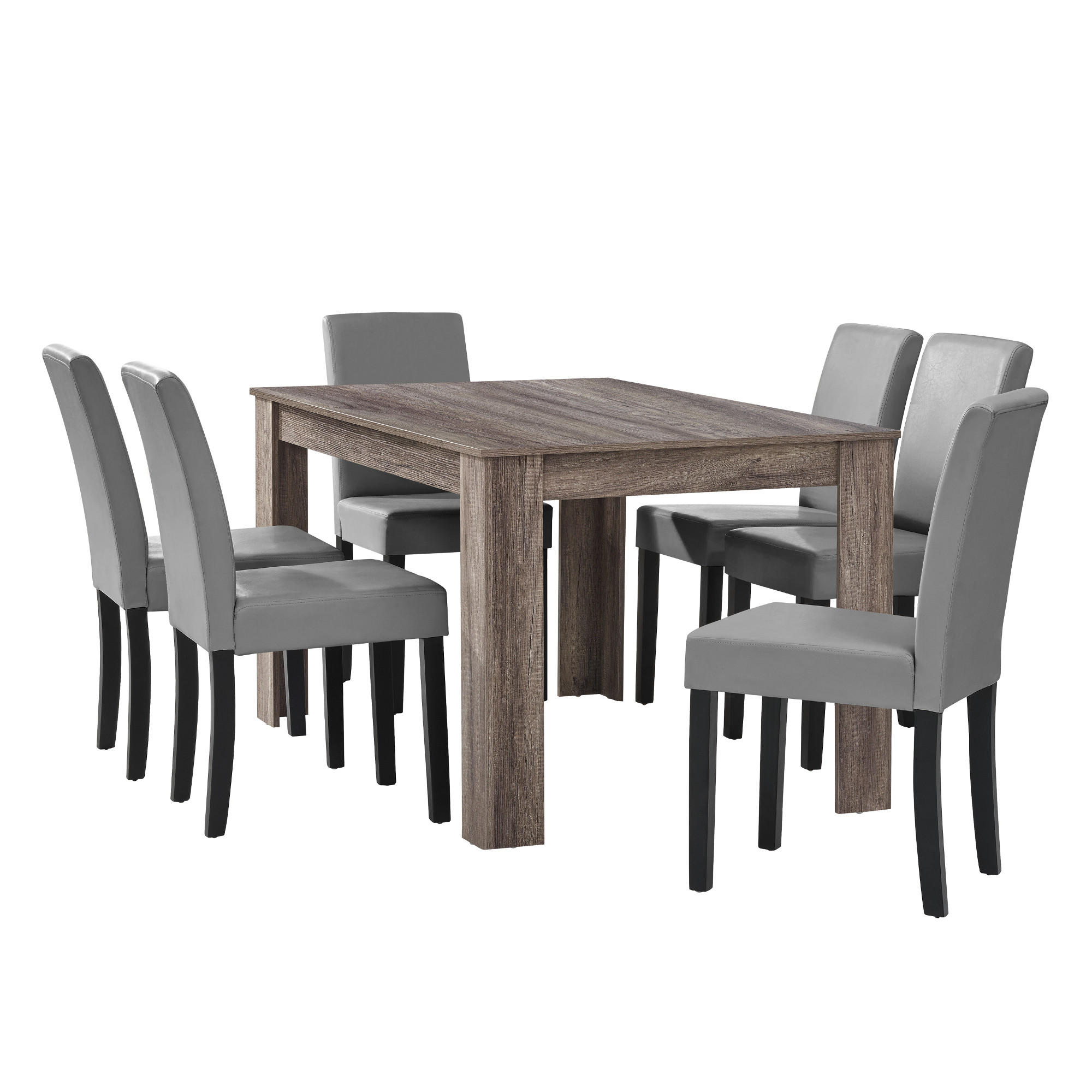 TISCHGRUPPE Forssa - Dunkelbraun/Hellgrau, Holz/Holzwerkstoff (140/77/90cm) - [en.casa]