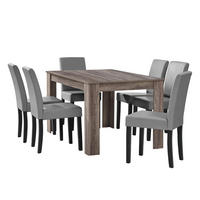 TISCHGRUPPE Forssa - Dunkelbraun/Hellgrau, Holz/Holzwerkstoff (140/77/90cm) - [en.casa]