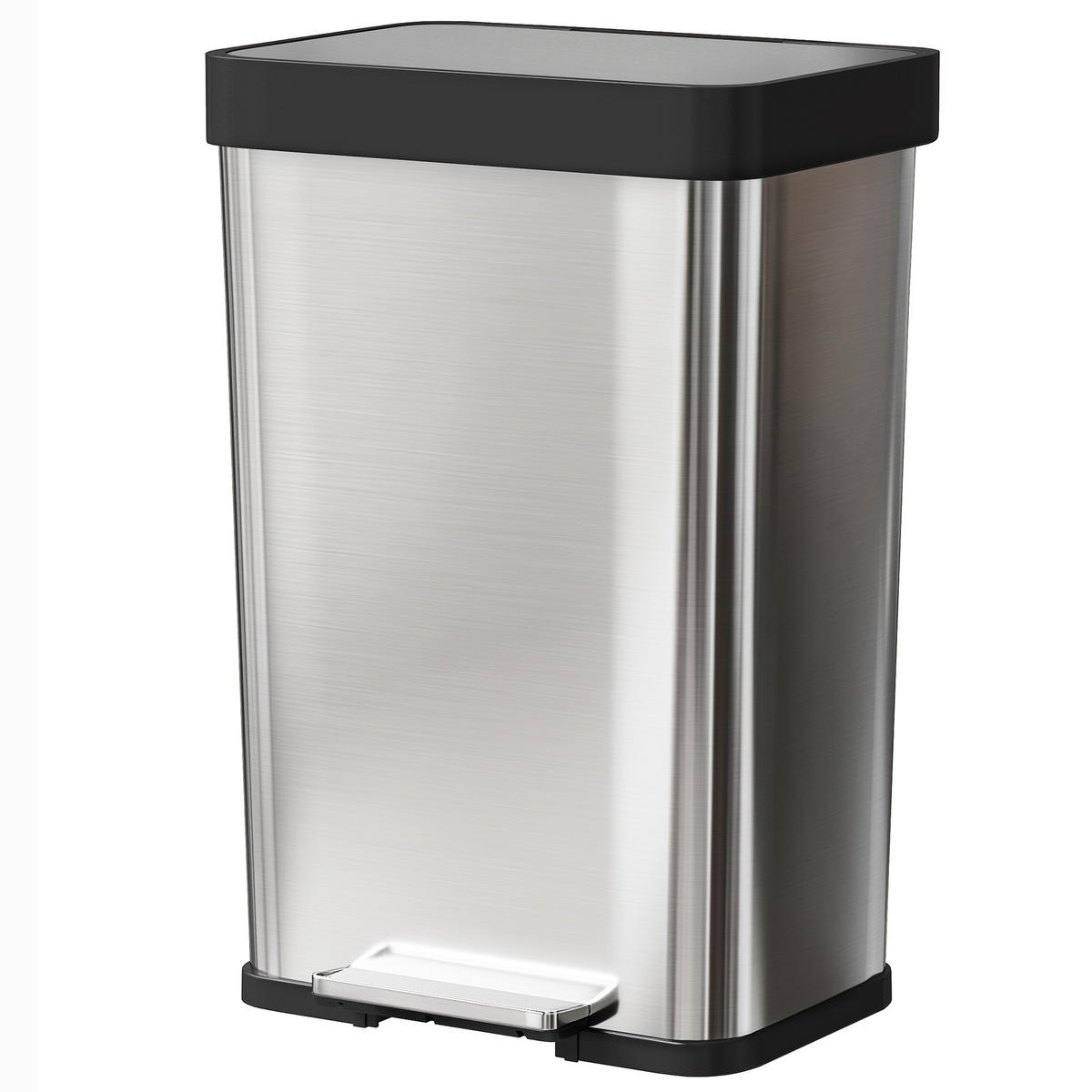 MÜLLEIMER 60 L DE-08922 mit Fußpedal, sanft schließender Deckel Silberfarben - Silberfarben, Metall (36/66.5/44cm) - ComfortXL