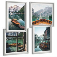 BILDER SET 4er Set - 50x50 cm & 40x60 cm Silberner Rahmen - Haus am Bergsee Łódź - Silberfarben, Kunststoff (50/50cm) - TULUP